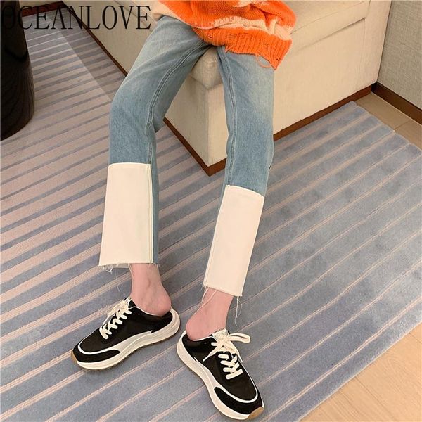 women's jeans oceanlove high waist women 2021 spring korean fashion casual style patchwork denim solid loose ankle-length pants, Blue
women's jeans oceanlove high waist women 2021 spring korean fashion casual style patchwork denim solid loose ankle-length pants, Blue