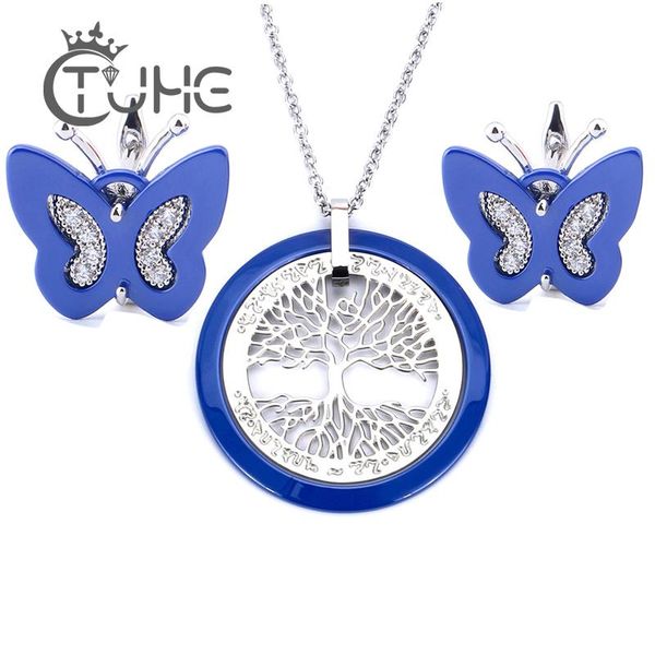 earrings & necklace romantic fine bride blue ceramic sets white crystal life of tree pendant set for women, Silver
earrings & necklace romantic fine bride blue ceramic sets white crystal life of tree pendant set for women, Silver