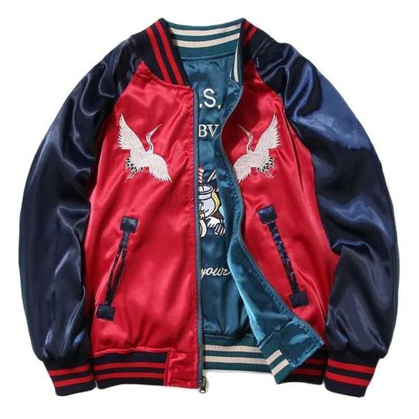 double-sided sukajan baseball jacket men satin yokosuka bomber jackets embroidery ma1 coat hip hop male streetwear autumn 211110, Black;brown
double-sided sukajan baseball jacket men satin yokosuka bomber jackets embroidery ma1 coat hip hop male streetwear autumn 211110, Black;brown
