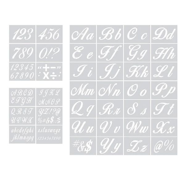 gift wrap 40pcs reusable plastic art craft alphabet stencils with calligraphy font upper and lowercase letters j99store