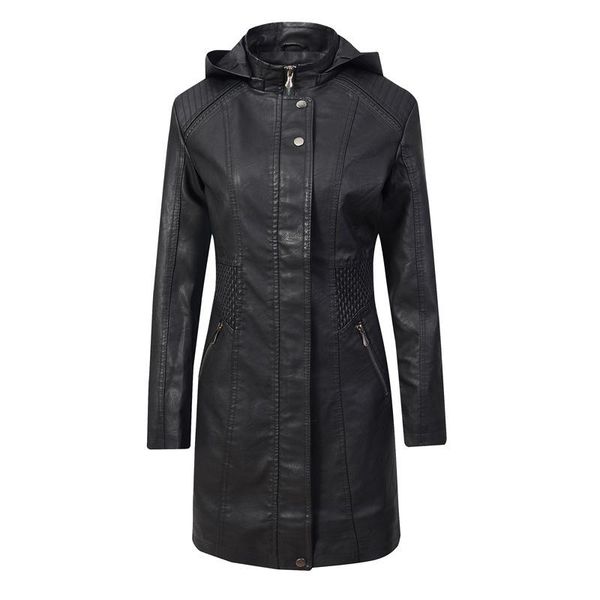 women's leather & faux women coat autumn fashion pu hooded motorcycle jackets mid-long style concise patchwork solid outfits, Black
women's leather & faux women coat autumn fashion pu hooded motorcycle jackets mid-long style concise patchwork solid outfits, Black
