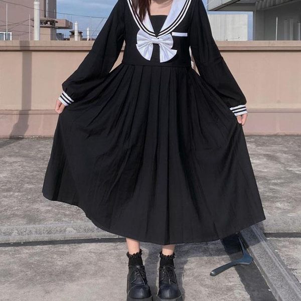 casual dresses japanese sweet soft girly black women dress autumn kawaii sailor collar long sleeve ruffles fairy party female, Black;gray
casual dresses japanese sweet soft girly black women dress autumn kawaii sailor collar long sleeve ruffles fairy party female, Black;gray
