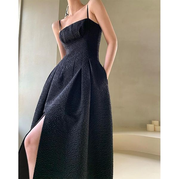 casual dresses summer elegant women spaghetti strap dress 2021 robe slim female split vintage black party sleeveless a-line vestidos, Black;gray
casual dresses summer elegant women spaghetti strap dress 2021 robe slim female split vintage black party sleeveless a-line vestidos, Black;gray