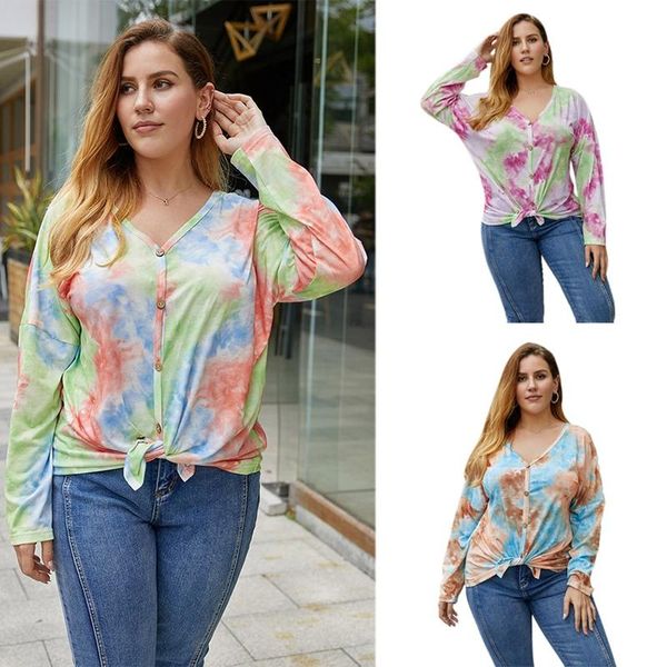 women's blouses & shirts tie dye shirt plus size women autumn long sleeve v neck casual buttons vintage oversized t, White
women's blouses & shirts tie dye shirt plus size women autumn long sleeve v neck casual buttons vintage oversized t, White