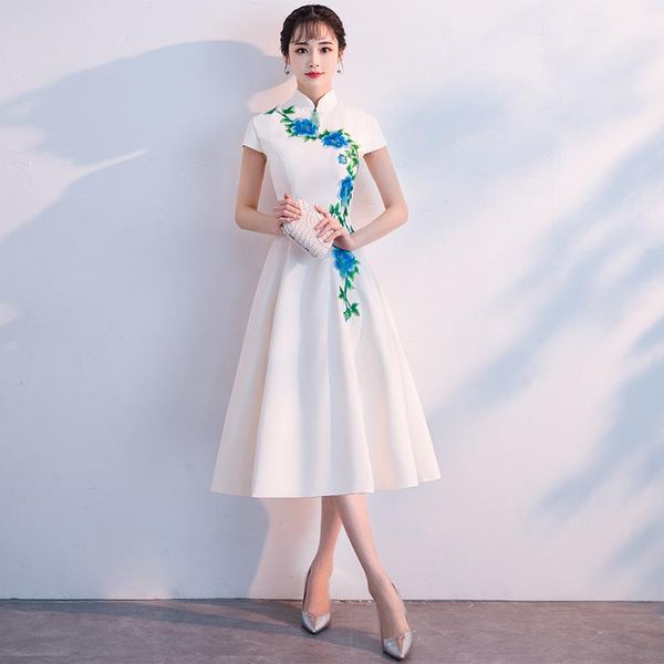 ethnic clothing women exquisite flower appliques formal party dress elegant mandarin collar banquet gown short sleeve chinese a-line dresses, Red
ethnic clothing women exquisite flower appliques formal party dress elegant mandarin collar banquet gown short sleeve chinese a-line dresses, Red