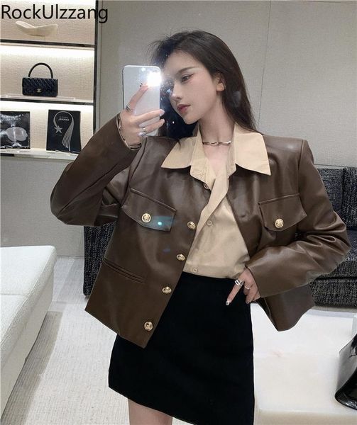 women's jackets fall long sleeve button up brown solid jacket fashion padded shoulder coat women korean windbreaker vintage faux pu lea, Black;brown
women's jackets fall long sleeve button up brown solid jacket fashion padded shoulder coat women korean windbreaker vintage faux pu lea, Black;brown