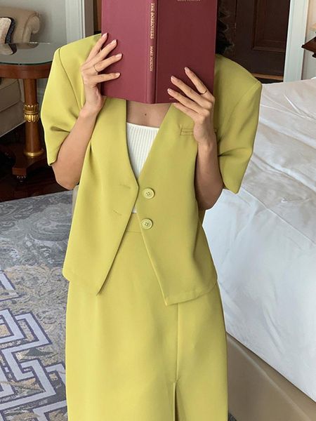 two piece dress summer office women's skirt set sets fashion two-piece short sleeve v-neck blazer high waist split, White
two piece dress summer office women's skirt set sets fashion two-piece short sleeve v-neck blazer high waist split, White