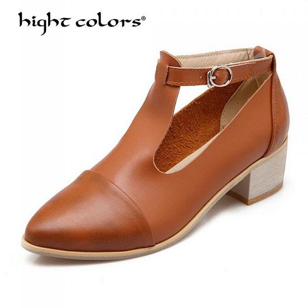 dress shoes hight colors casual t strap buckle pumps cut-out leather thick mid heels pointed toe vintage womens zapatos de mujer pb-11, Black
dress shoes hight colors casual t strap buckle pumps cut-out leather thick mid heels pointed toe vintage womens zapatos de mujer pb-11, Black