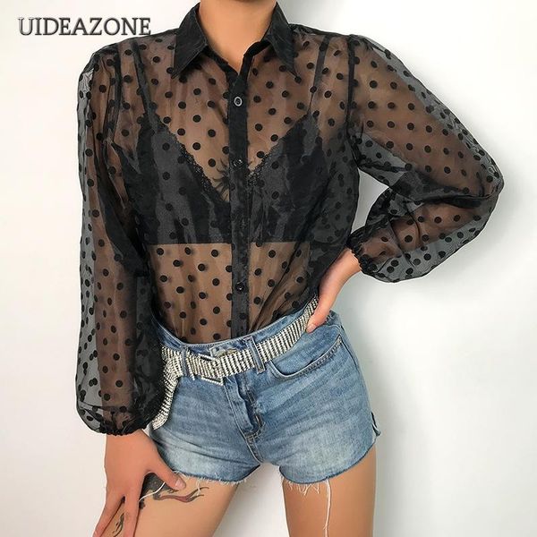 women's blouses & shirts polka dot women transparent turn down collar lantern sleeve see through ladies blouse 2021 autumn streetwear, White
women's blouses & shirts polka dot women transparent turn down collar lantern sleeve see through ladies blouse 2021 autumn streetwear, White