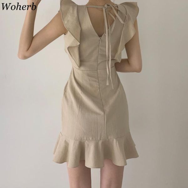 casual dresses woherb ekegant mermaid dress women ruffle sleeveless tank ladies korean chic v-neck slim bandage mini vestido, Black;gray
casual dresses woherb ekegant mermaid dress women ruffle sleeveless tank ladies korean chic v-neck slim bandage mini vestido, Black;gray