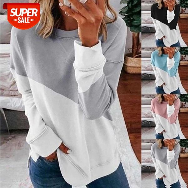 women autumn color contrast splicing t-shirt long sleeves round neck loose casual streetwear sports shirt pullover knitting #ry2c, White
women autumn color contrast splicing t-shirt long sleeves round neck loose casual streetwear sports shirt pullover knitting #ry2c, White