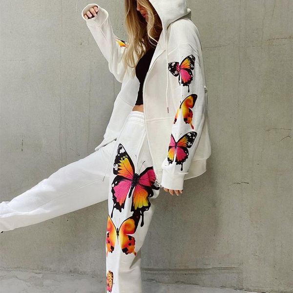 women's two piece pants 2 pieces set women autumn tracksuit butterfly printed sports suit long sleeve zip hooded jackets + white black
women's two piece pants 2 pieces set women autumn tracksuit butterfly printed sports suit long sleeve zip hooded jackets + white black