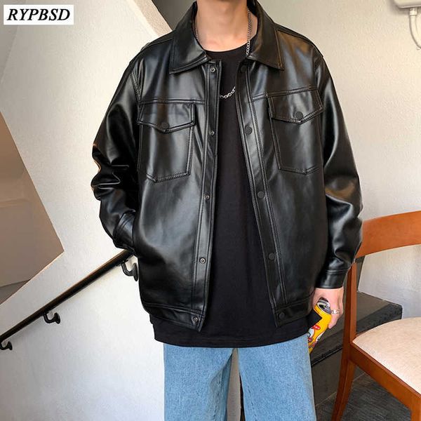 men spring black soft faux leather jacket mens hip hop jacket leather male oversize streetwear pockets pu leather clothes 211009
men spring black soft faux leather jacket mens hip hop jacket leather male oversize streetwear pockets pu leather clothes 211009