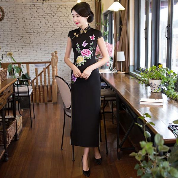 ethnic clothing black slim short sleeve cheongsam women exquisite vintage button long qipao summer elegant chinese classic dress s-3xl, Red
ethnic clothing black slim short sleeve cheongsam women exquisite vintage button long qipao summer elegant chinese classic dress s-3xl, Red