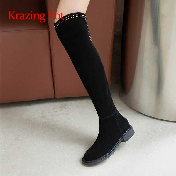 boots krazing pot cow suede round toe med heel rhinestone decoration korean pretty girls streetwear winter over-the-knee l86, Black
boots krazing pot cow suede round toe med heel rhinestone decoration korean pretty girls streetwear winter over-the-knee l86, Black