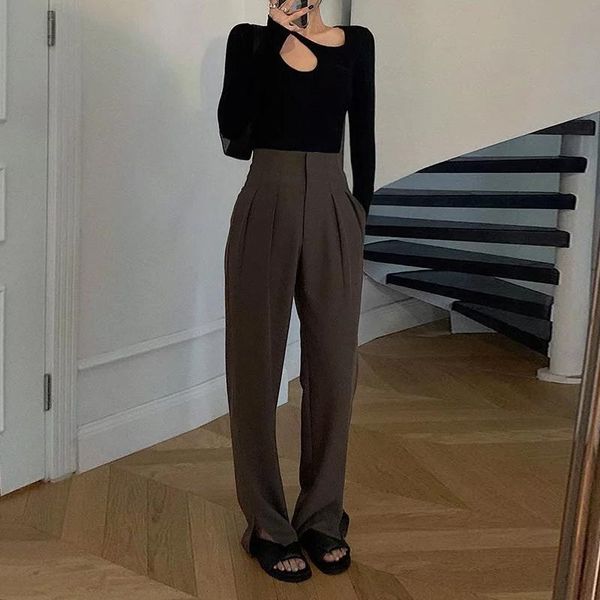 women's pants & capris women tailored high waist split hem trousers paper-bag, Black;white
women's pants & capris women tailored high waist split hem trousers paper-bag, Black;white