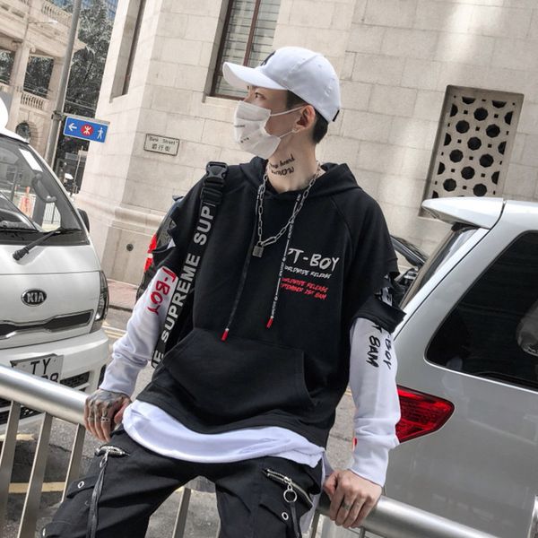 mens sweater street hip hop bodyguard men's trendy hooded brand loose fake two clothes hop coat, Black
mens sweater street hip hop bodyguard men's trendy hooded brand loose fake two clothes hop coat, Black