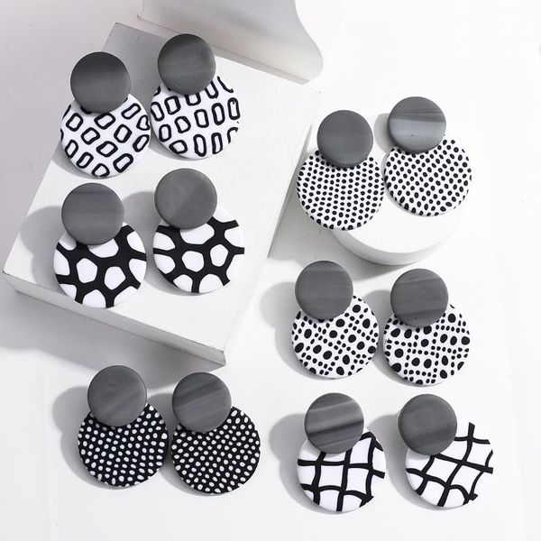 dangle & chandelier aensoa round black white print dots polymer clay drop earrings for women 2021 trendy retro geometric earring pendant jew, Silver
dangle & chandelier aensoa round black white print dots polymer clay drop earrings for women 2021 trendy retro geometric earring pendant jew, Silver