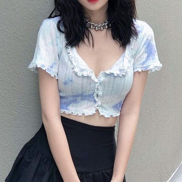women's t-shirt 2021 summer beautiful belly button ladies streetwear tie-dye crop top, White
women's t-shirt 2021 summer beautiful belly button ladies streetwear tie-dye crop top, White