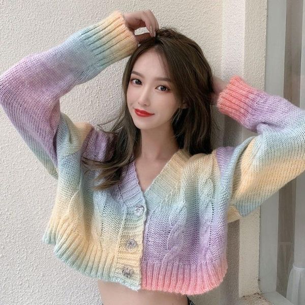 women's knits & tees 2021 autumn and winter long-sleeved tie-dyed sweater loose v-neck short navel cardigan top, White
women's knits & tees 2021 autumn and winter long-sleeved tie-dyed sweater loose v-neck short navel cardigan top, White