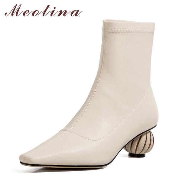 meotina genuine leather mid heel ankle boots women shoes pointed toe strange style heels slip on short boots lady autumn beige 210608, Black
meotina genuine leather mid heel ankle boots women shoes pointed toe strange style heels slip on short boots lady autumn beige 210608, Black