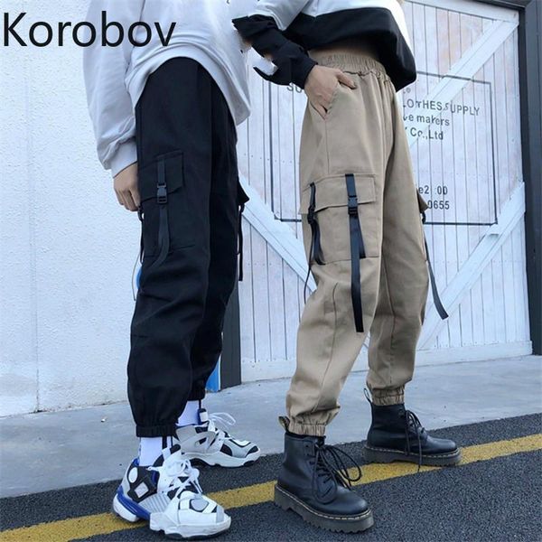 women's pants & capris korobov 2021 women cargo pockets streetwear big size harem korean loose casual long 77863, Black;white
women's pants & capris korobov 2021 women cargo pockets streetwear big size harem korean loose casual long 77863, Black;white