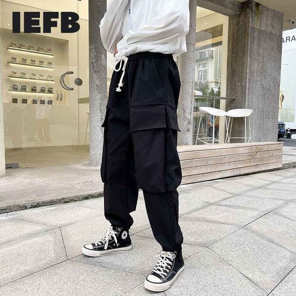 men's pants iefb 2021 autumn multi pockets cargo black casual elastic waist full length leggings trousers tide cool trendy 
men's pants iefb 2021 autumn multi pockets cargo black casual elastic waist full length leggings trousers tide cool trendy
