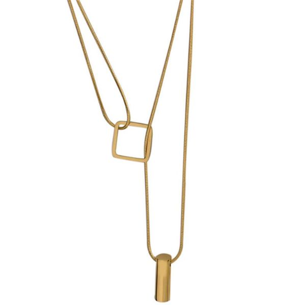 pendant necklaces 316l stainless steel square long double layer sweater chain multi-layered titanium necklace no fade, Silver
pendant necklaces 316l stainless steel square long double layer sweater chain multi-layered titanium necklace no fade, Silver