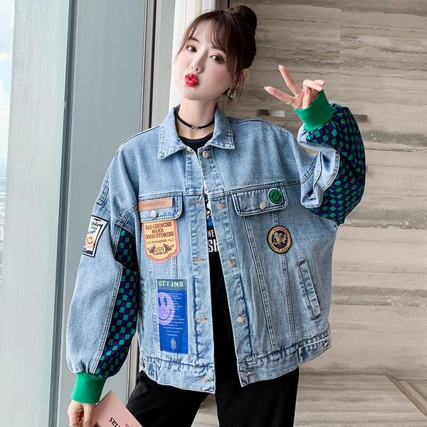 women's jackets fashion oversized woman jacket fall winter long sleeve denim coat jeans outerwear patchwrok you1149, Black;brown
women's jackets fashion oversized woman jacket fall winter long sleeve denim coat jeans outerwear patchwrok you1149, Black;brown