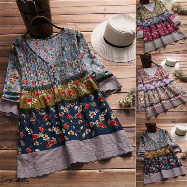 2021 women boho floral print blouse vintage baggy shirts plus size femme summer autumn nine quarter sleeve linen loose blouse, White
2021 women boho floral print blouse vintage baggy shirts plus size femme summer autumn nine quarter sleeve linen loose blouse, White