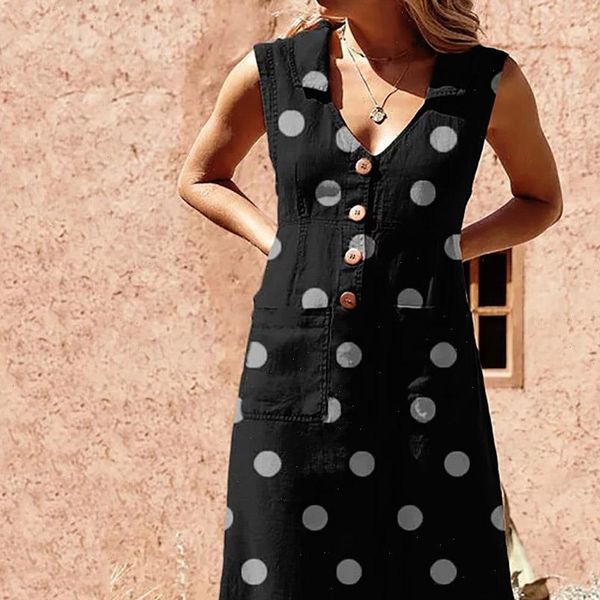 vintage women summer pockets midi dress polka dot button boho sundress beach plus size 2xl casual dresses elegant vestido, Black;gray
vintage women summer pockets midi dress polka dot button boho sundress beach plus size 2xl casual dresses elegant vestido, Black;gray