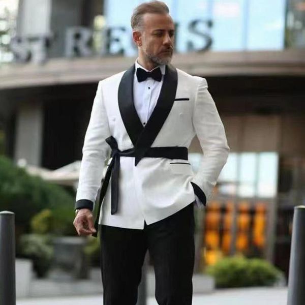 men's suits & blazers fashion white suit men wedding set custom slim fit man groom dress tuxedo dinner blazer with belt black pants 2 p, White;black
men's suits & blazers fashion white suit men wedding set custom slim fit man groom dress tuxedo dinner blazer with belt black pants 2 p, White;black