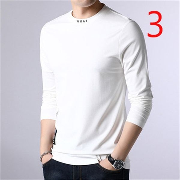 new 2021 men's long-sleeved round neck t-shirt on clothes autumn tide j749, White;black
