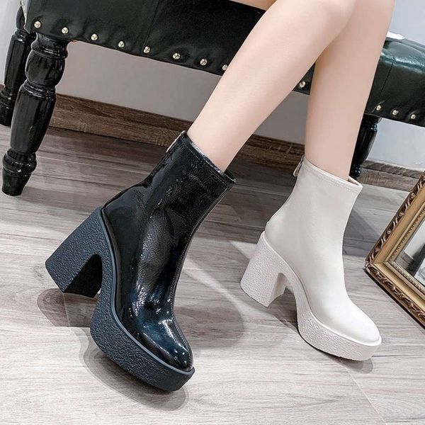 autumn and winter 2020 new elastic simple waterproof platform short thick high heel boots fashion women's shoes, White;red
autumn and winter 2020 new elastic simple waterproof platform short thick high heel boots fashion women's shoes, White;red