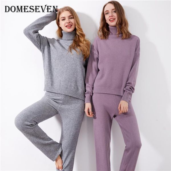 women's two piece pants 2021 autumn winter women sets 2 pieces turtleneck sweater pullovers wide leg full length pant suits warm ladies, White
women's two piece pants 2021 autumn winter women sets 2 pieces turtleneck sweater pullovers wide leg full length pant suits warm ladies, White
