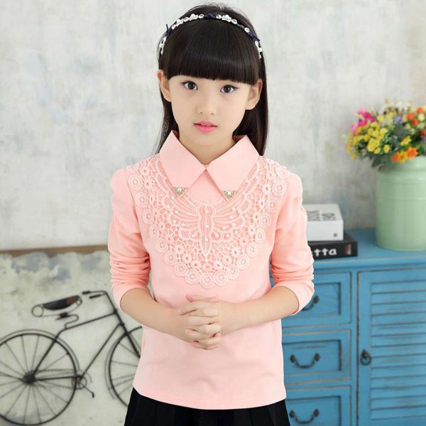 white cuhk girls' base coat spring and autumn plush thick lapel lace long sleeve t-shirt children's clothes, Blue
white cuhk girls' base coat spring and autumn plush thick lapel lace long sleeve t-shirt children's clothes, Blue