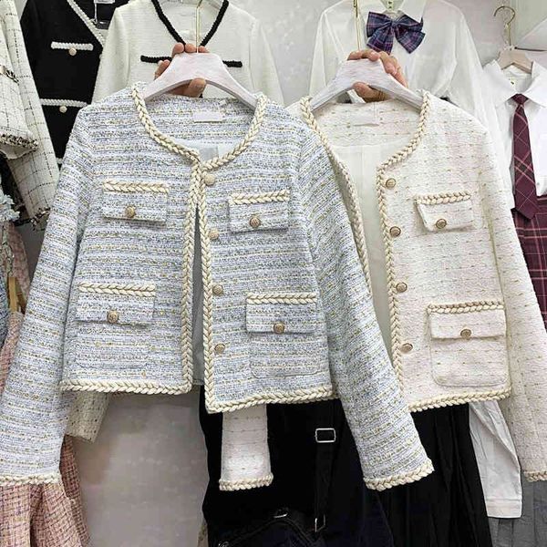 women's jackets vintage tweed elegant slim short jacket women spring autumn single breasted long sleeve korean coat ladies chic outwear, Black;brown
women's jackets vintage tweed elegant slim short jacket women spring autumn single breasted long sleeve korean coat ladies chic outwear, Black;brown