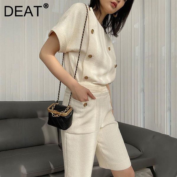 women's tracksuits deat 2021 round neck short sleeve folds double breasted fashion temperament slim slimming suit spring autumn 7e1281, Gray
women's tracksuits deat 2021 round neck short sleeve folds double breasted fashion temperament slim slimming suit spring autumn 7e1281, Gray