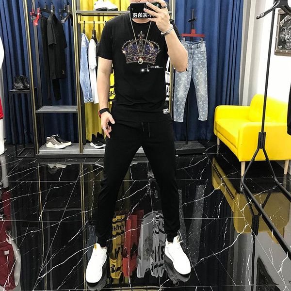 men's tracksuits crown summer high-quality diamond t-shirt suit couples jogging tracksuit/sweatshirt + pants 2 pieces cotton loose larg, Gray
men's tracksuits crown summer high-quality diamond t-shirt suit couples jogging tracksuit/sweatshirt + pants 2 pieces cotton loose larg, Gray