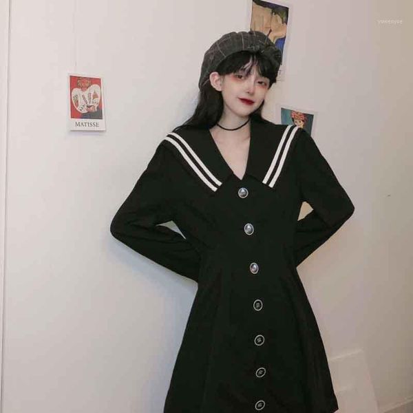 one-piece 2021 autumn women sweet lovely loose casual long-sleeved high waist mini dress a-line solid sailor collar dresses, Black;gray
one-piece 2021 autumn women sweet lovely loose casual long-sleeved high waist mini dress a-line solid sailor collar dresses, Black;gray