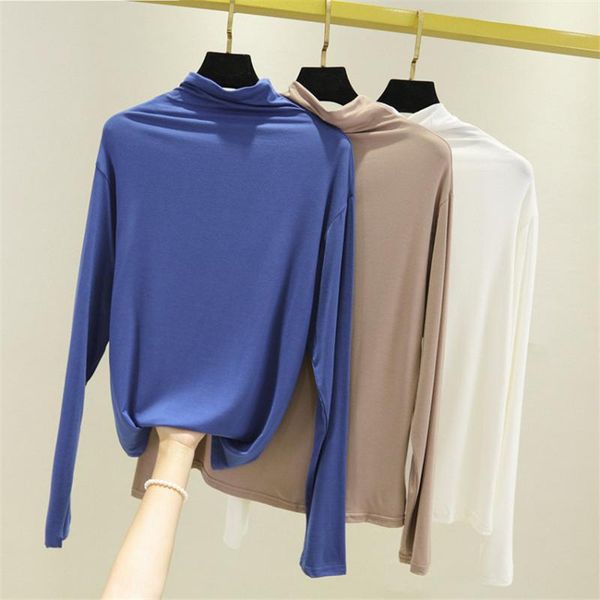 women's t-shirt big size women solid autumn turtleneck modal shirt slim long sleeve tees lady basic pullovers bottomings wz1074, White
women's t-shirt big size women solid autumn turtleneck modal shirt slim long sleeve tees lady basic pullovers bottomings wz1074, White