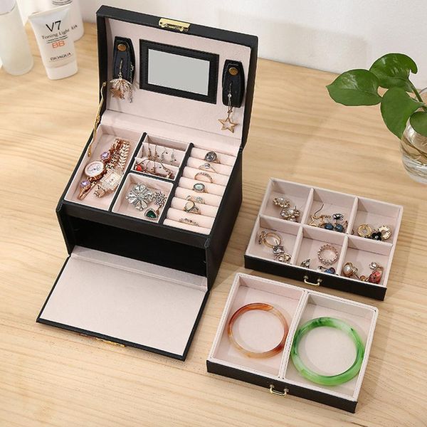 jewelry pouches, bags black pu leather 3 layers organizer box exquisite women girls gift display holder earring ring necklace storage case, Pink;blue
jewelry pouches, bags black pu leather 3 layers organizer box exquisite women girls gift display holder earring ring necklace storage case, Pink;blue
