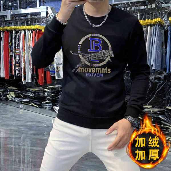 men's 2021 new letter sequin pullover t-neck casual long sve sweater plush thickened fashion cloth men, Black
men's 2021 new letter sequin pullover t-neck casual long sve sweater plush thickened fashion cloth men, Black