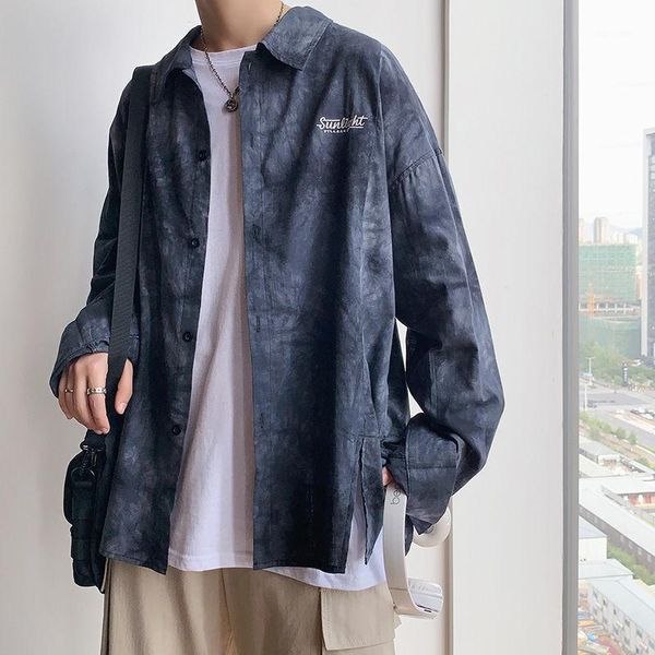 men's shirt casual tie-dye color oversize loose long-sleeved lapel student shirts male clothes spring autumn cotton coat, White;black
men's shirt casual tie-dye color oversize loose long-sleeved lapel student shirts male clothes spring autumn cotton coat, White;black