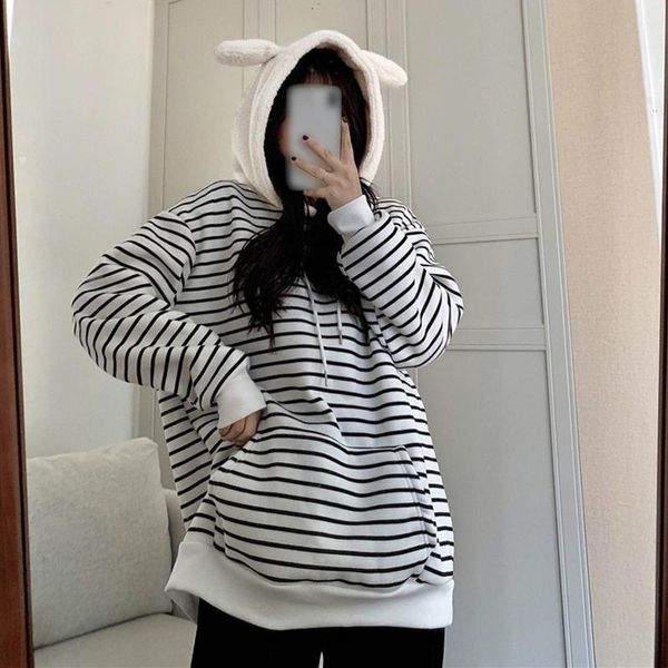 women's hoodies & sweatshirts women 2021 autumn winter fashion vintage stripe knitted sweatshirt casual o-neck long sleeve loose pullov, Black
women's hoodies & sweatshirts women 2021 autumn winter fashion vintage stripe knitted sweatshirt casual o-neck long sleeve loose pullov, Black