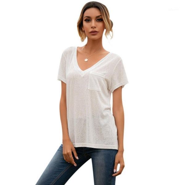 summer women solid color long sleeve v neck pocket t-shirt loose tee fashionable basic lady women's, White
summer women solid color long sleeve v neck pocket t-shirt loose tee fashionable basic lady women's, White