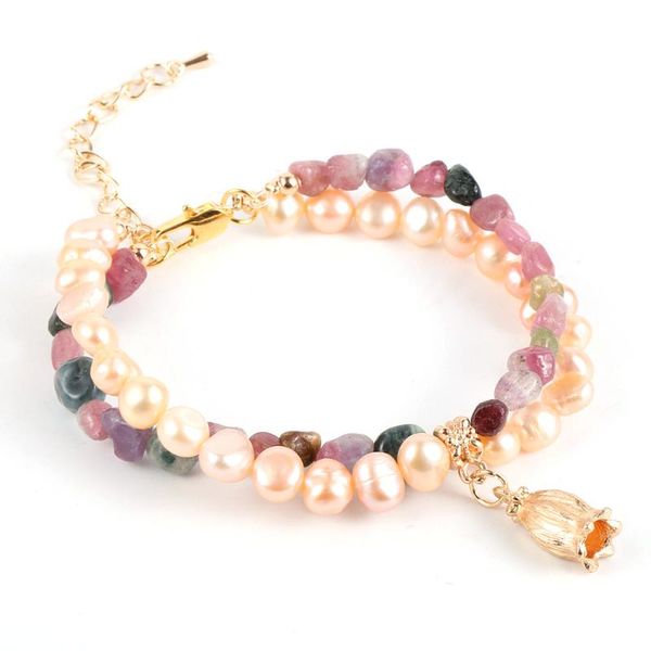 double layer freshwater pearl colorful natural tourmaline stone bead bracelet women girls fashion flower charm bracelets jewelry, Golden;silver
double layer freshwater pearl colorful natural tourmaline stone bead bracelet women girls fashion flower charm bracelets jewelry, Golden;silver