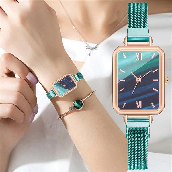 wristwatches women green watch rectangle magnetic marble dial watches luxury quartz wrist zegarek damski, Slivery;brown
wristwatches women green watch rectangle magnetic marble dial watches luxury quartz wrist zegarek damski, Slivery;brown