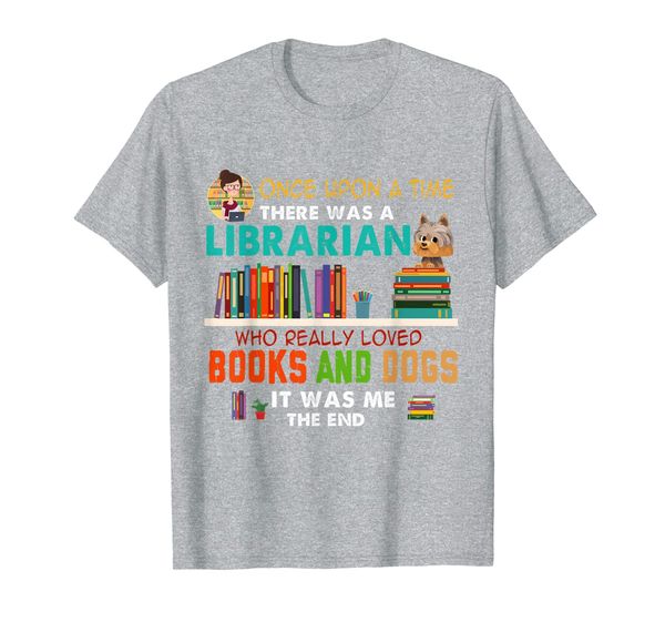 book lover there was a librarian who loved books and dogs t-shirt, White;black