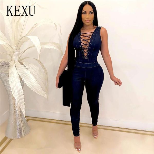 women's jumpsuits & rompers kexu women deep v neck lace up sleeveless denim playsuit high waist pockets jean jumpsuit club party overal, Black;white
women's jumpsuits & rompers kexu women deep v neck lace up sleeveless denim playsuit high waist pockets jean jumpsuit club party overal, Black;white